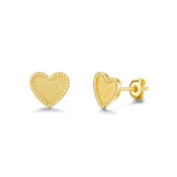 Pendientes de botón en forma de corazón de oro amarillo 14K FANCIME