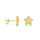 Pendientes de botón en forma de estrella de oro amarillo 14K FANCIME
