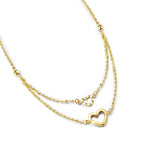 Collar FANCIME "Double Love" Dos Capas Corazón de oro amarillo macizo 14K