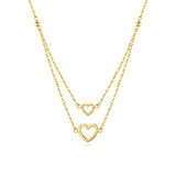 Collar FANCIME "Double Love" Dos Capas Corazón de oro amarillo macizo 14K