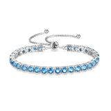 Pulsera de tenis de plata de ley con topacio piedra de nacimiento de diciembre "Eternal Elegance" Cadena bolo clásica