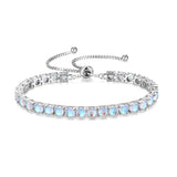 Pulsera de tenis FANCIME "Eternal Elegance" con piedra de nacimiento de junio Piedra lunar de plata esterlina Cadena bolo clásica