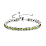 "Elegancia Eterna" Pulsera de Tenis de Plata de Ley con Peridoto Piedra de Nacimiento de Agosto Cadena Bolo Clásica
