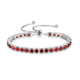 Pulsera de tenis de plata de ley con granate, piedra de nacimiento de enero "Eternal Elegance" con cadena bolo clásica