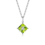 Collar de plata de ley FANCIME "Princess Dream" con gema cuadrada peridoto de agosto