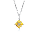 Collar de plata de ley FANCIME "Princess Dream" con gema cuadrada citrino amarillo de noviembre