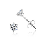 Pendientes de botón solitario con diamante cultivado en laboratorio 0.3CTTW, engaste de seis garras, oro blanco de 14K