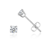Pendientes de botón solitario con diamante cultivado en laboratorio 0.3CTTW, engaste de cuatro garras, oro blanco de 14K