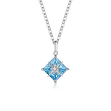Collar de plata de ley FANCIME "Princess Dream" con gema cuadrada aguamarina de marzo