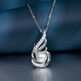 Collar de piedra de nacimiento de junio FANCIME Collar de perla de fénix Perla de agua dulce genuina de 9-10mm en plata de ley Joyería fina para mujer