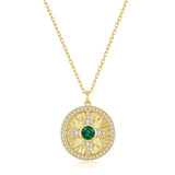 FANCIME "Lumen Star" Collar de plata de ley con esmeralda, piedra de nacimiento de mayo