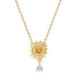 FANCIME Collar giratorio de plata de ley con citrino en forma de gota y girasol "Mi rayo de sol"