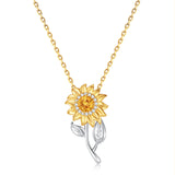 FANCIME "My Sunshine" Collar giratorio de plata de ley con girasol y citrino, piedra de nacimiento