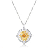 FANCIME "My Sunshine" Collar giratorio de plata de ley con girasol, nácar y citrino, piedra de nacimiento