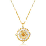 FANCIME "My Sunshine" Collar giratorio de plata de ley con girasol, nácar y citrino, piedra de nacimiento
