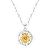 FANCIME "My Sunshine" Collar giratorio de plata de ley con girasol recortado y citrino, piedra de nacimiento