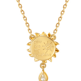 FANCIME Collar giratorio de plata de ley con citrino en forma de gota y girasol "Mi rayo de sol"