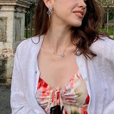 Pendientes de lazo satinado de plata esterlina "Amor de rosa" FANCIME