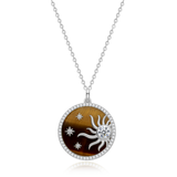 FANCIME "Juplight" Collar de plata de ley con colgante de ojo de tigre solar
