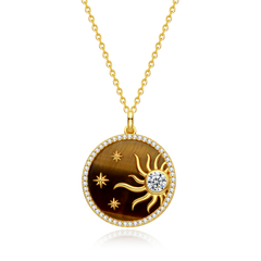 FANCIME "Juplight" Collar de plata de ley con colgante de ojo de tigre solar