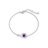 Pulsera de plata de ley con símbolo infinito y amatista piedra de nacimiento de febrero "Infinite Embrace"