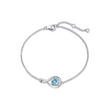 Pulsera de plata de ley con símbolo infinito y aguamarina piedra de nacimiento de marzo "Infinite Embrace"