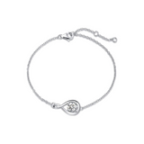 "Abrazo Infinito" Pulsera de plata de ley con símbolo de infinito y piedra de circonia cúbica, piedra de nacimiento de abril