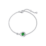 "Abrazo Infinito" Pulsera de plata de ley con símbolo de infinito y piedra de esmeralda, piedra de nacimiento de mayo