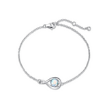 "Abrazo Infinito" Pulsera de plata de ley con símbolo de infinito y piedra de piedra lunar, piedra de nacimiento de junio