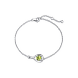 "Abrazo Infinito" Pulsera de plata de ley con símbolo de infinito y piedra de peridoto, piedra de nacimiento de agosto