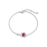"Abrazo Infinito" Pulsera de plata de ley con símbolo de infinito y piedra de rubí, piedra de nacimiento de julio