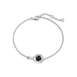 "Abrazo Infinito" Pulsera de plata de ley con símbolo de infinito y piedra de ónix negro