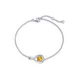 "Abrazo Infinito" Pulsera de plata de ley con símbolo de infinito y piedra de citrino, piedra de nacimiento de noviembre