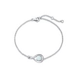 "Abrazo Infinito" Pulsera de plata de ley con símbolo de infinito y piedra de ópalo, piedra de nacimiento de octubre