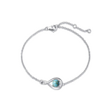 "Abrazo Infinito" Pulsera de plata de ley con símbolo de infinito y piedra de turquesa azul, piedra de nacimiento de diciembre
