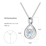 "Abrazo Infinito" Collar con colgante de símbolo de infinito en plata de ley con piedra luna, piedra de nacimiento de junio - Plata
