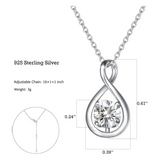 "Abrazo Infinito" Collar con colgante de símbolo de infinito en plata de ley con circonita cúbica, piedra de nacimiento de abril - Plata
