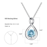 "Abrazo Infinito" Collar con colgante de símbolo de infinito en plata de ley con aguamarina, piedra de nacimiento de marzo - Plata