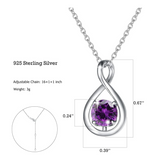 "Abrazo Infinito" Collar colgante de plata de ley con símbolo de infinito y amatista, piedra de nacimiento de febrero