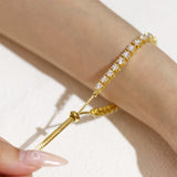 FANCIME Pulsera de tenis bolo de plata de ley con moissanita "La única"