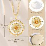 FANCIME "My Sunshine" Collar giratorio de plata de ley con girasol, nácar y citrino, piedra de nacimiento
