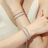 FANCIME Pulsera de tenis bolo de plata de ley con moissanita "La única"