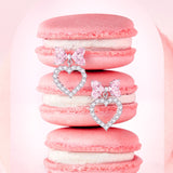 "Bow For Princess" Pink Bow And Heart Shape Sterling Silver Earrings