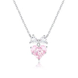 Collar de plata de ley con corazón rosa "Bow For Princess" de FANCIME