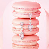 Pendientes largos de plata de ley con corazón rosa "Pink Moment" de FANCIME con perla blanca y piedras CZ
