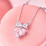 Collar de plata de ley con corazón rosa "Bow For Princess" de FANCIME