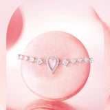 Pulsera de plata de ley con corazón rosa "Pink Moment" de FANCIME con perla blanca y piedras CZ