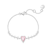 Pulsera de plata de ley con corazón rosa "Pink Moment" de FANCIME con perla blanca y piedras CZ
