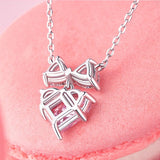 Collar de plata de ley con corazón rosa "Bow For Princess" de FANCIME