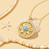 FANCIME "Lumen Star" Collar de plata de ley con turquesa, piedra de nacimiento de diciembre